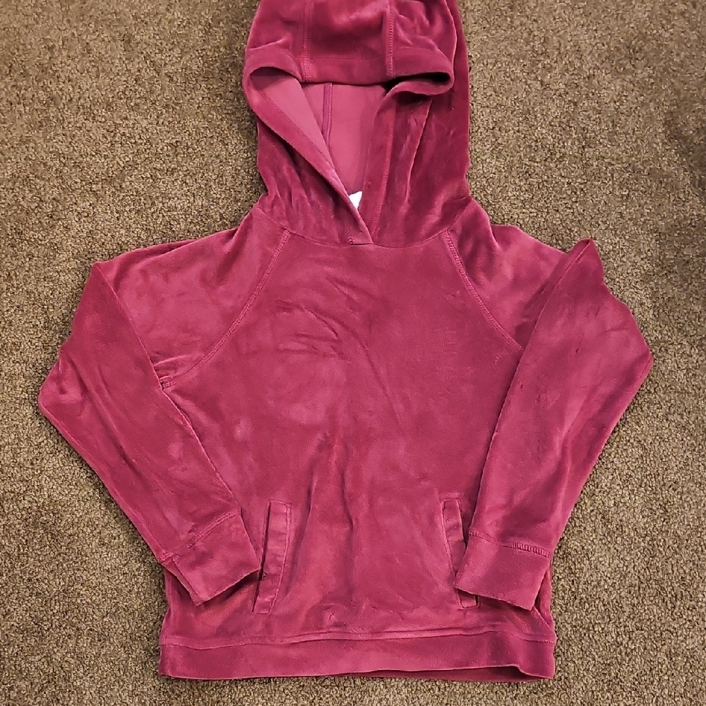 Cozy Pink Velour Hoodie Sweatshirt